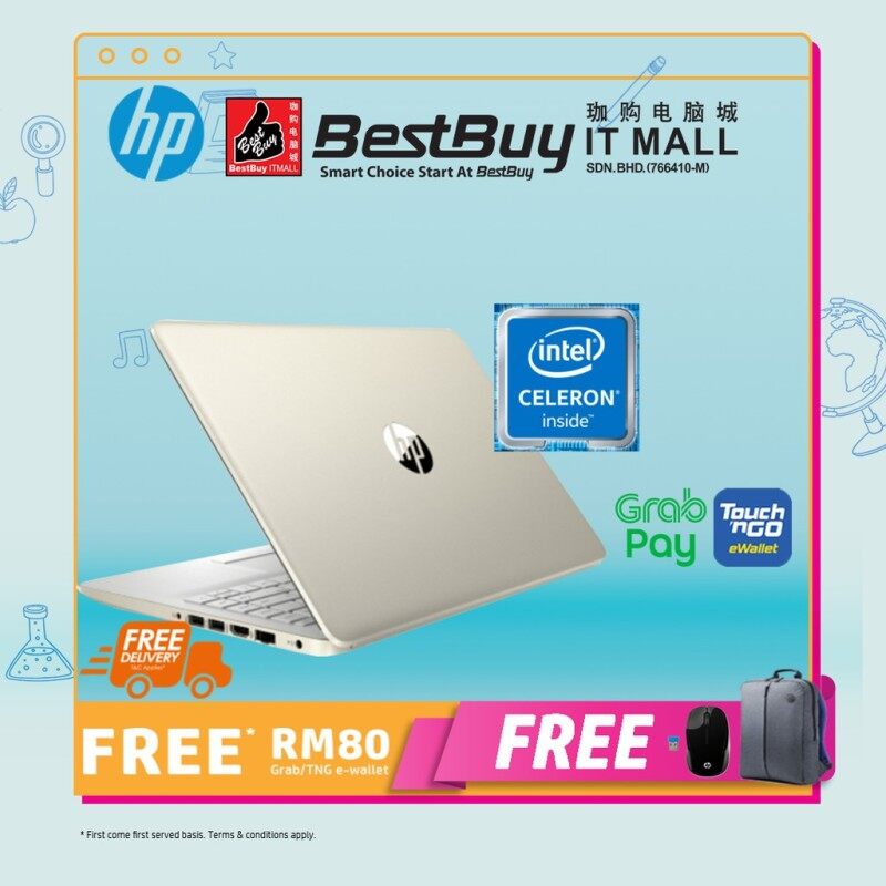 HP 14s-cf2030TU 14 Laptop Pale Gold ( Celeron N4020, 4GB, 256GB, Intel, W10 ) Malaysia