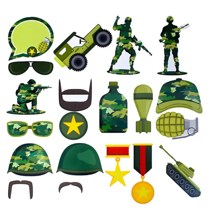 20pcs Classic Camo Army Military Photo Booth Props Kit Birthday