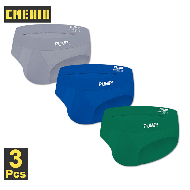 PUMP 3Pcs Cotton Comfortable Polyester Sexy Underwear Men Jockstrap Briefs High Quality Men Bikini Underpants Male Panties Letter Mens Innerwear PU004