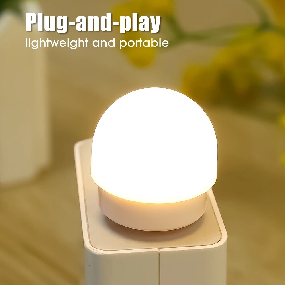4PCS USB Plug Book Lights Computer Mobile Power Charging Led Night Light Eye Protection Reading Light Mini Round Desk Lamp Bulb