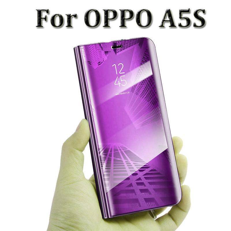 Untuk OPPO A5S Cermin Pintar Flip Cover Stand Casing Handphone