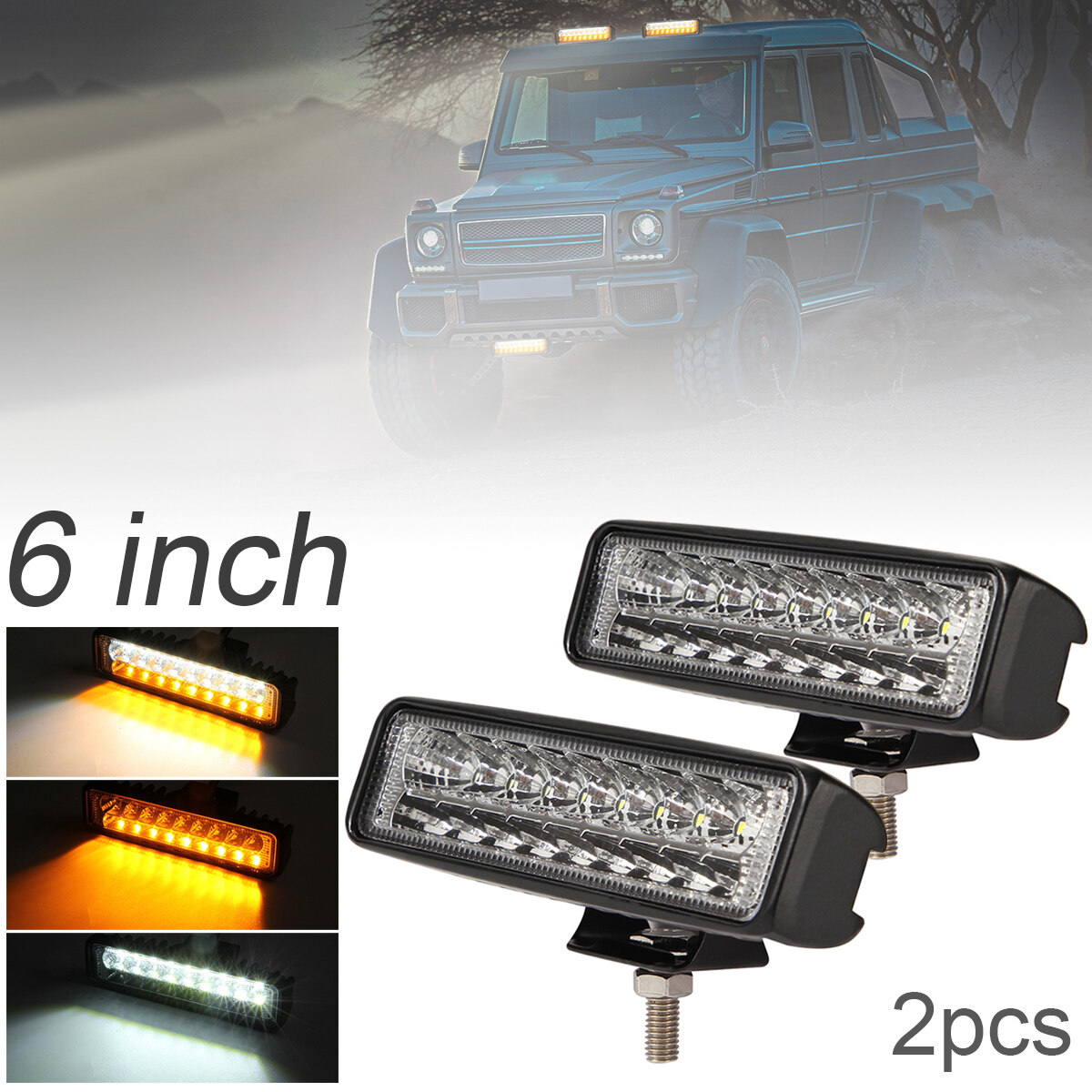 Ultra Bright 54W White Yellow LED Work Light Bar Waterproof Warning