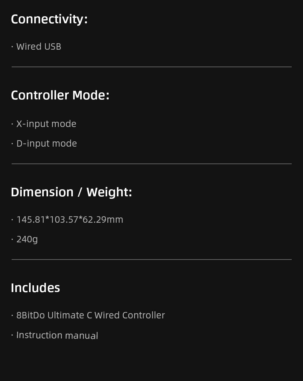 ZDSSY 8BitDo Cuối cùng C Bộ điều khiển có dây cho PC, Windows 10, 11, sàn hơi nước, mâm xôi Pi, Android 2023 mới