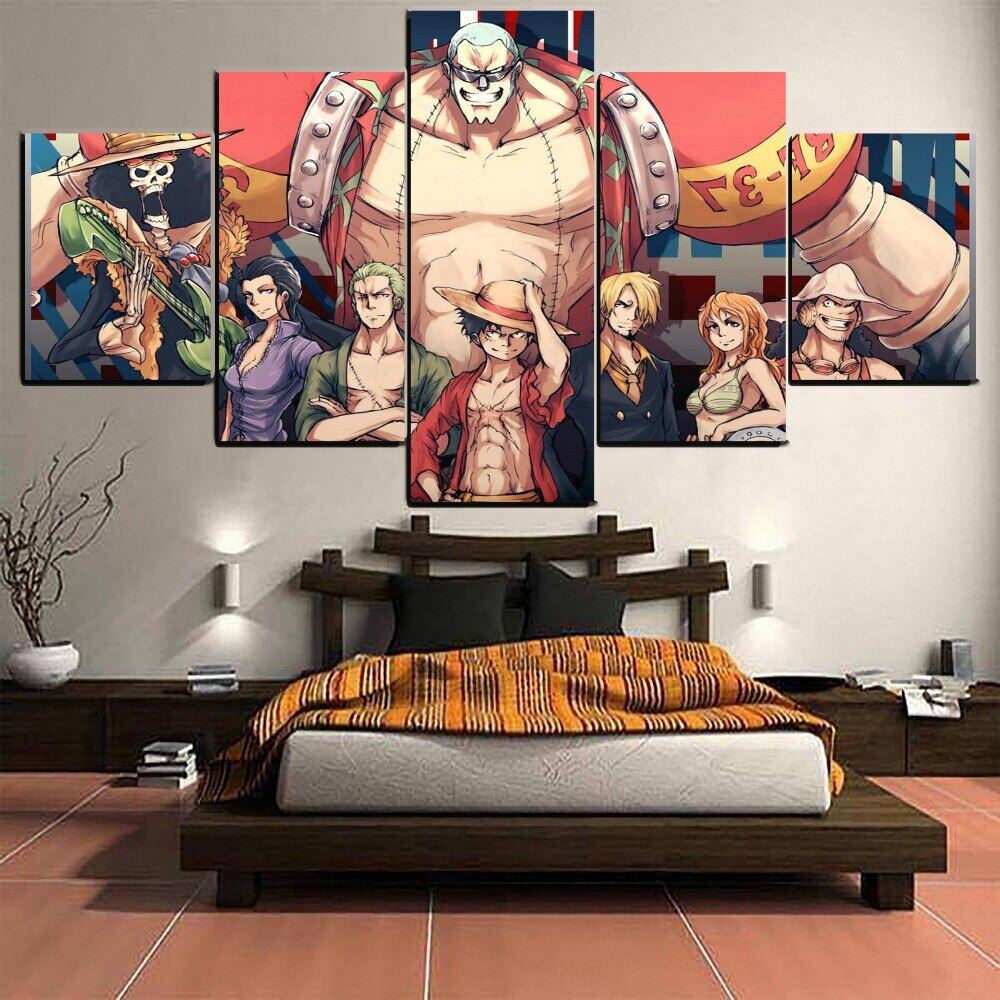 Home Decorative Living Room Anime One Piece Character Poster One Set Modular 5 Panel Framework Canvas Painting Modern Print Type Lazada Ph