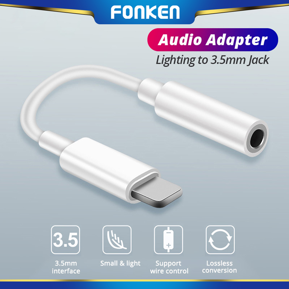 FONKEN Cáp Chuyển Đổi Đầu Nối 3.5Mm Bluetooth Lightning Sang Giắc Cắm Tai Nghe Aux 3.5Mm Bộ Chuyển Đổi Âm Thanh Cho iPhone 7/7Plus/X/ 11Pro/ XS