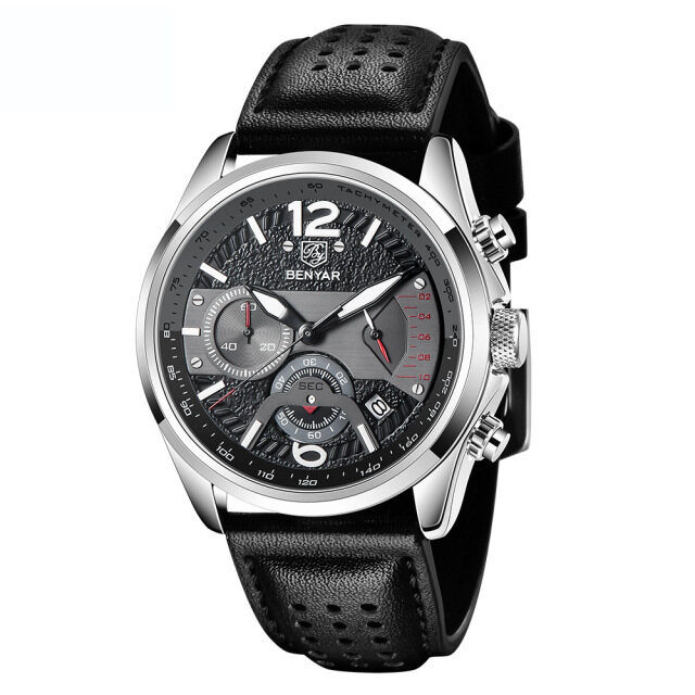 2023 New Binya/Benyar Men's Quartz Watch Fashion Sports Multi-Function Timing Belt Watch 😀