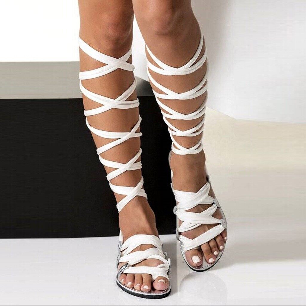 plus size knee high gladiator sandals
