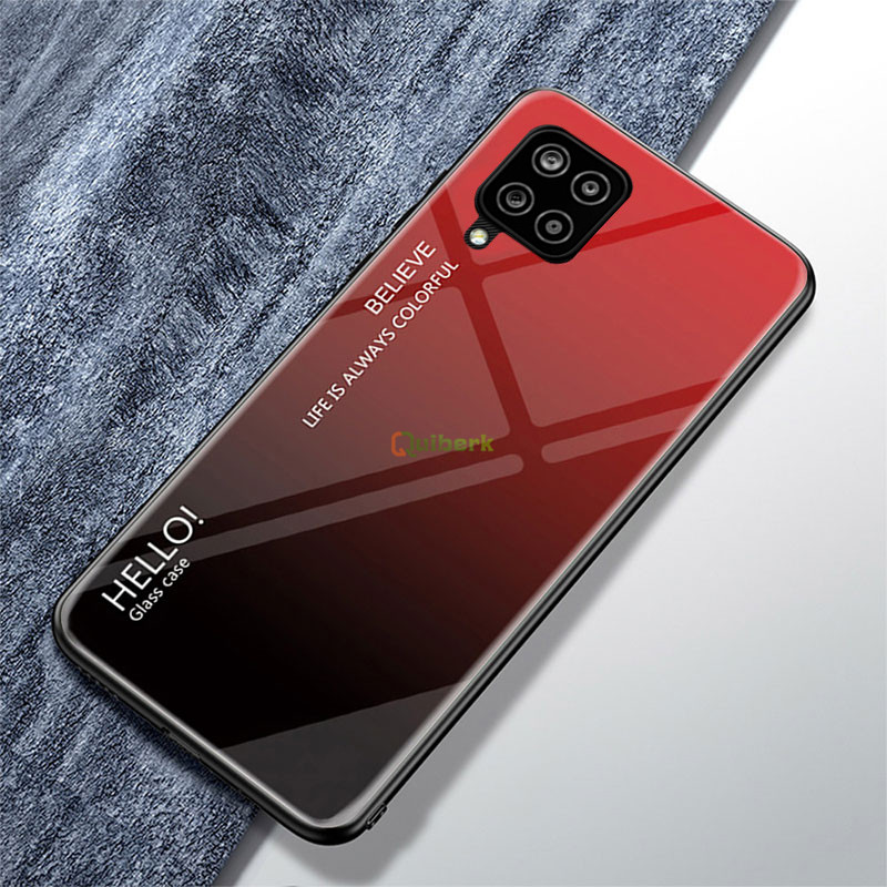 Đối Với Samsung Galaxy A12 Cứng Gradient Kính Vỏ Trường Hợp Chống Xước Vỏ Bảo Vệ Trở Lại
