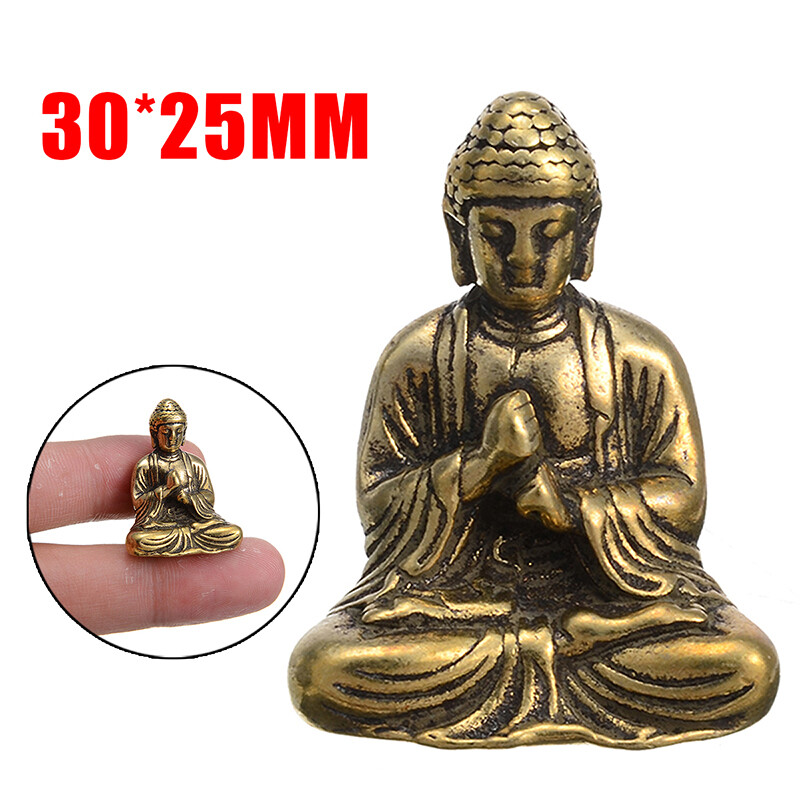 BOKALI 1PCS New Statue Lucky Pure Brass Chinese Buddhism Sakyamuni Buddha Statue Ornament