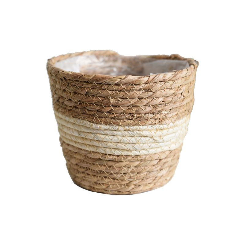 Nordic Handmade Straw Storage Basket Indoor Outdoor Flower Pot Plant Container Home Living Room Decoration
