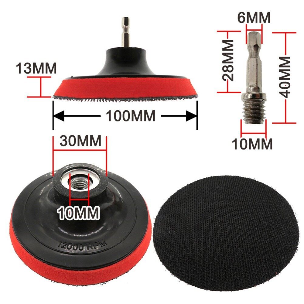 M10 Car Polisher Buffing Sanding Angle Grinder Hook Loop Backing Pad Discs