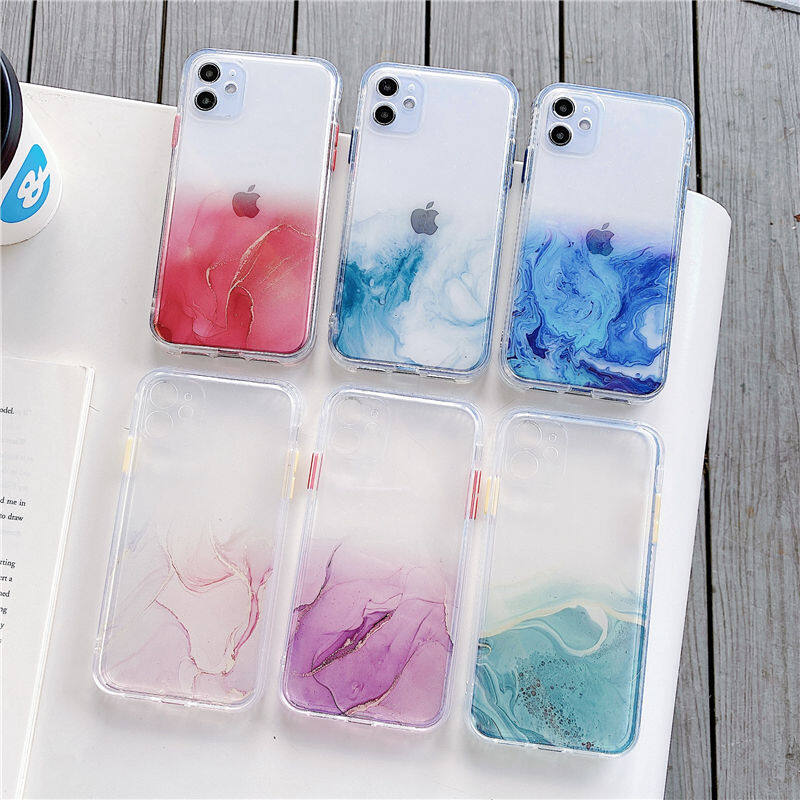 Luxury Marble Color gradient Phone Case For iPhone 11 12 Pro Max Full Camera Protective Case For iPhone XS Max XR X 7 8 Plus SE 2 2020 Back Cover Casing