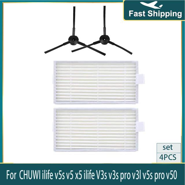 Side brush hepa filter kit for ilife v5s v5 x5 ilife v3s v3s pro v3l v5s pro v50 robot vacuum cleaner panda x500