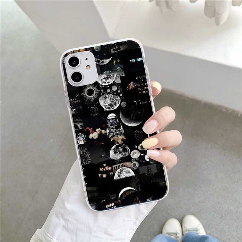 Treding Desing NASA Space Super Hero Pattern Clear Soft Case iPhone 13 12 11 PRO MAX 6 6S 6Plus 6SPlus 7 7Plus 8 8Plus X XS XR XSmax SE 2020 Phone Cover Casing