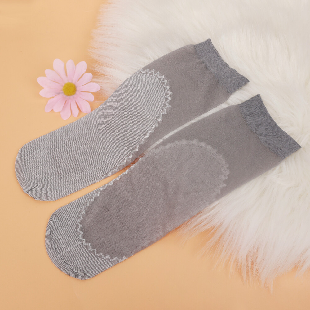 1/4 Pair Women's Non-slip Velvet Short Stockings Soft Stockings Women's Cotton Breathable Bottom Anti-slip Transparent Thin Socks Women's Socks Nylon Slipper Socks