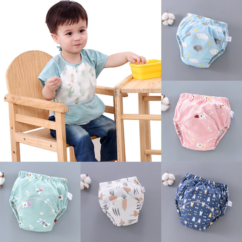 Baby Washable Reusable Diaper 6 Layers Breathable Cotton Infant Nappy Pant Cute Bear Patterns Training Pants