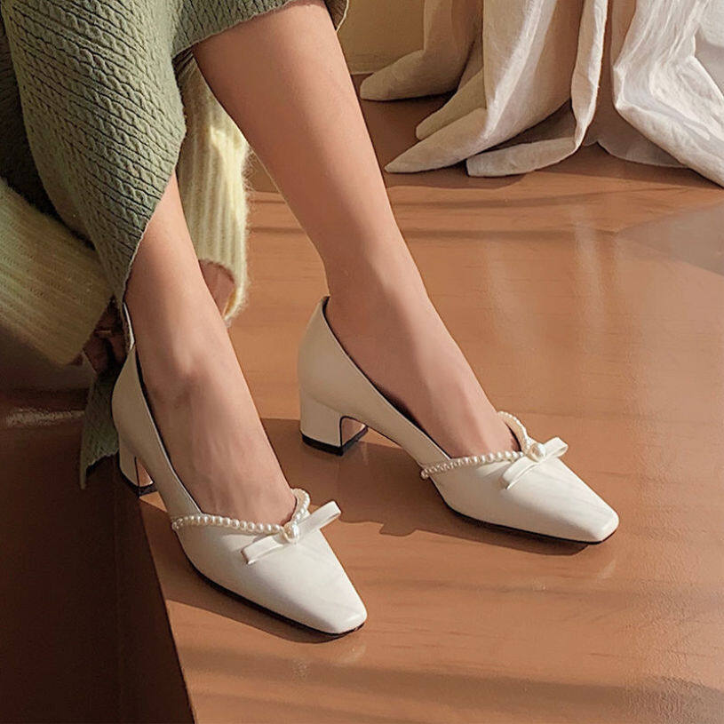 Aurora. An, Giày Cao Gót Nữ, Gót Chunky 5.5Cm Giày Công Sở Gót Thấp Đế Xuồng Mũi Nhọn Phong Cách Hepburn Thanh Lịch Giày Dự Tiệc Giày Nữ Giày Mary Jane giá rẻ
