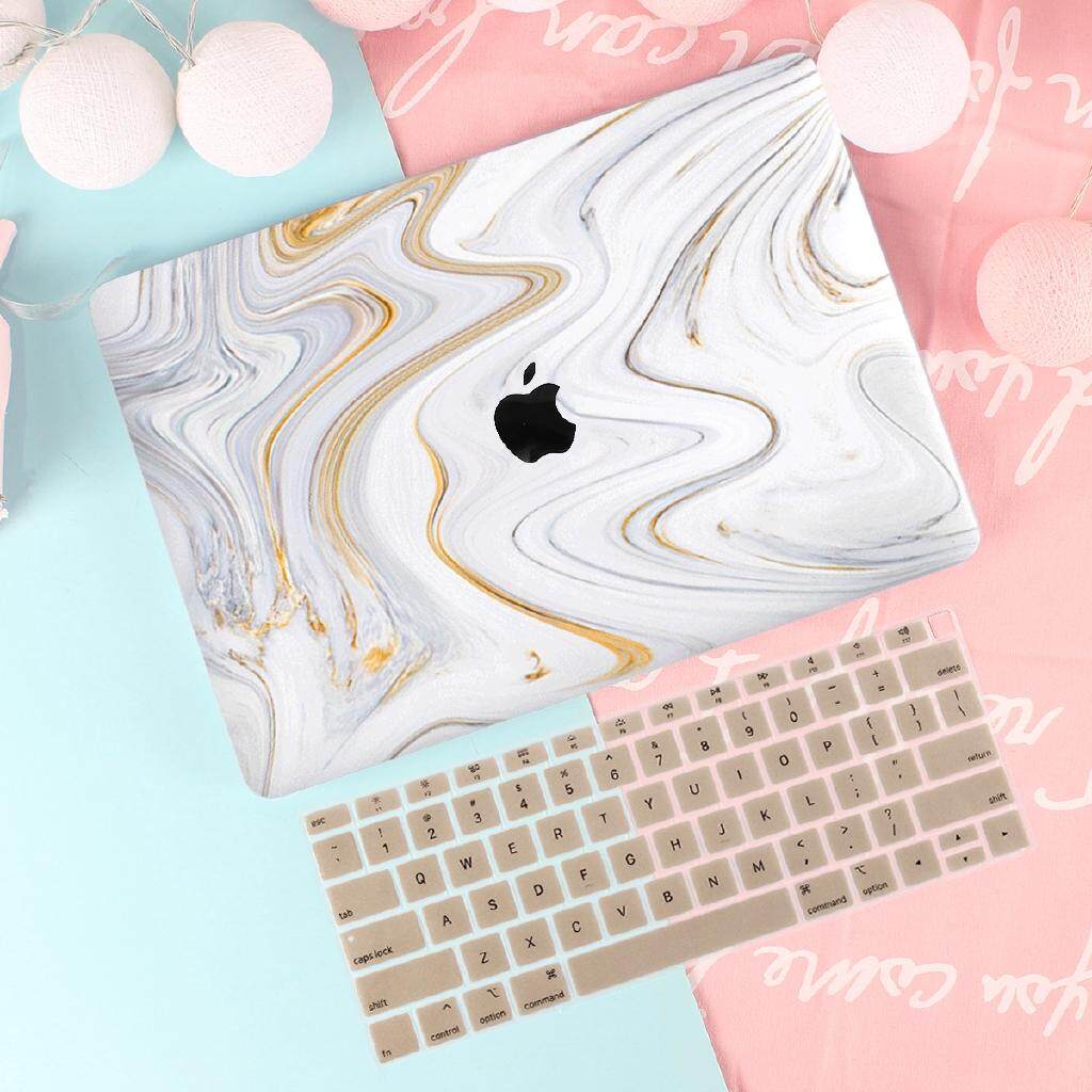 Keyboard Cover for Macbook Pro 13/" Model A1278 White//Gold Marble Matte Case