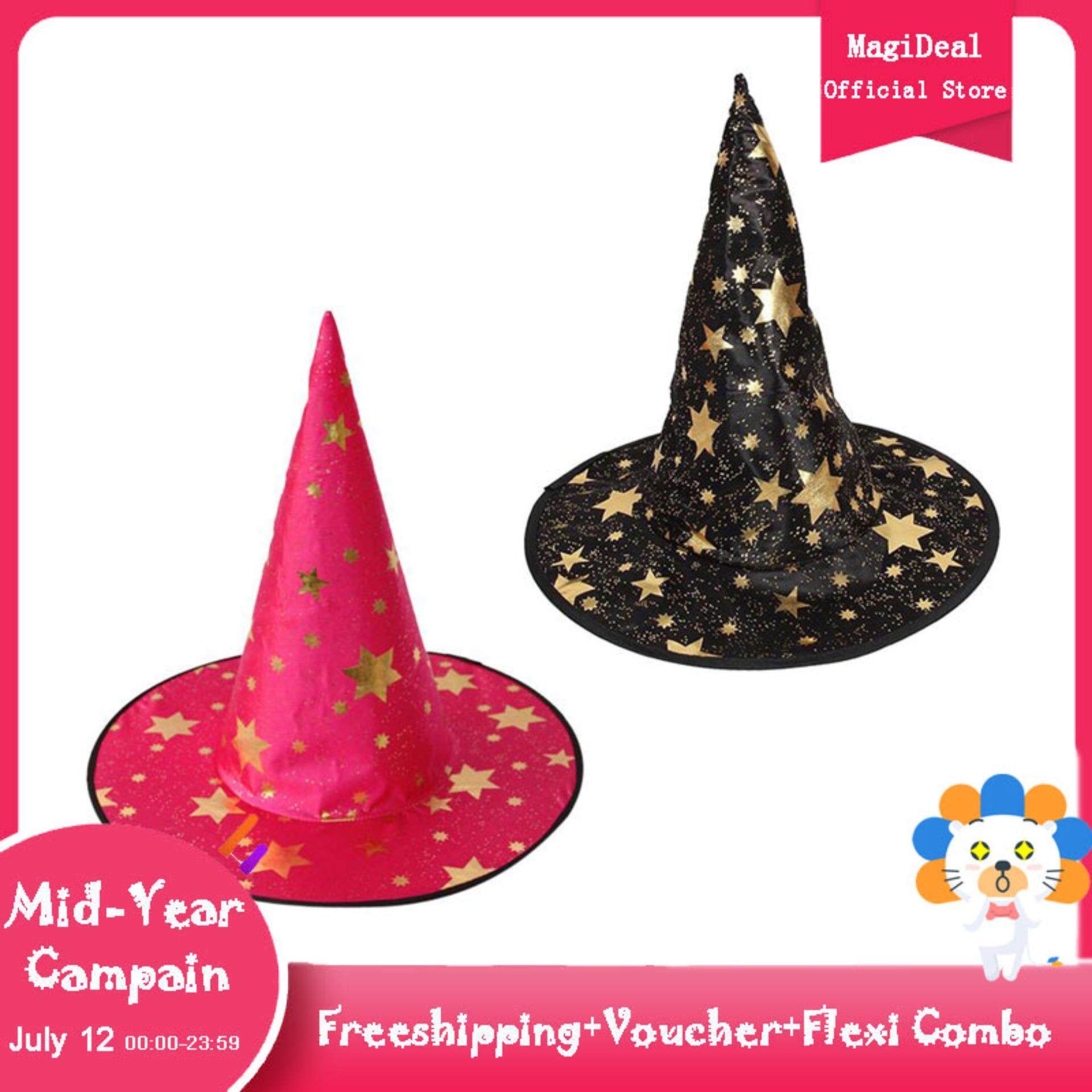 MagiDeal 2 Pieces Unisex Kids Wizard Witch Hats Pointed Hat Halloween Fancy Dress Black Rose Costume Cape Hats Accessories