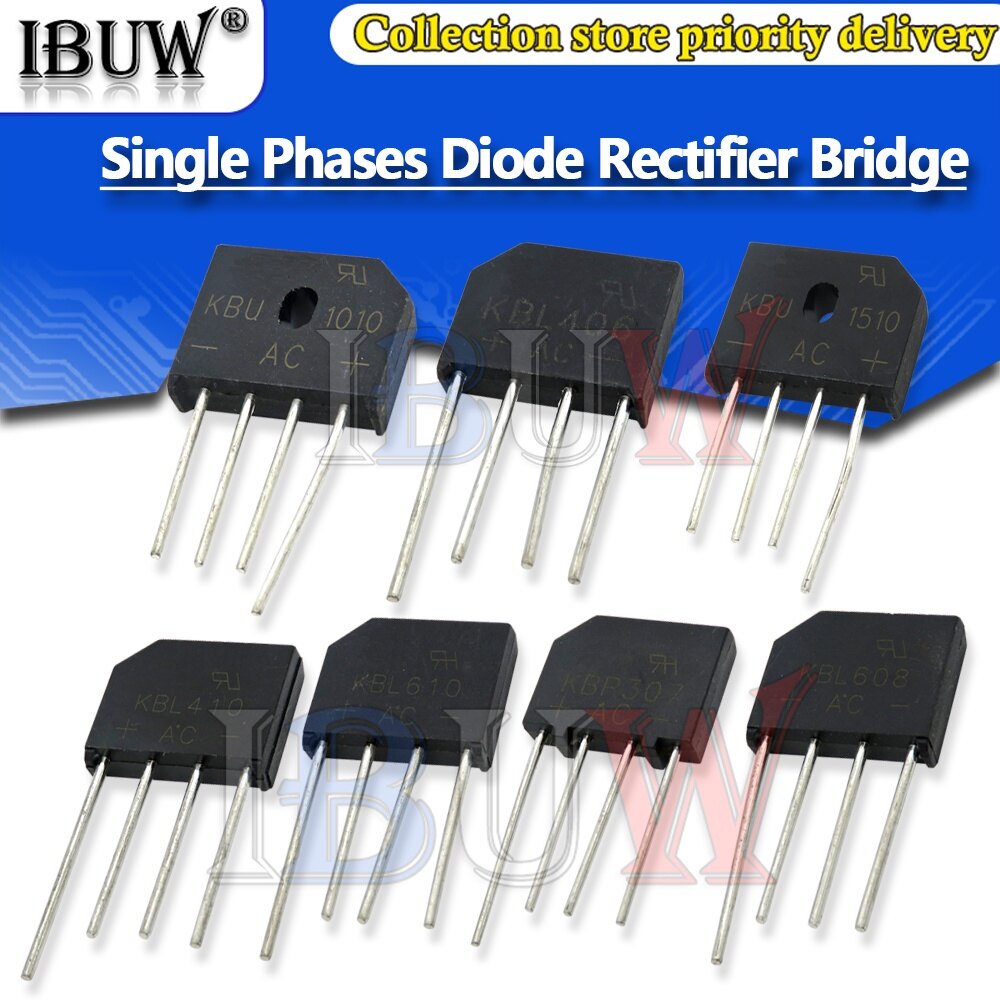 5pcs kbu810 kbu2510 kbu1010 kbu1510 kbl406 kbl410 kbl608 kbl610 kbp206 kbp210 single phases diode rectifier bridge wholesale