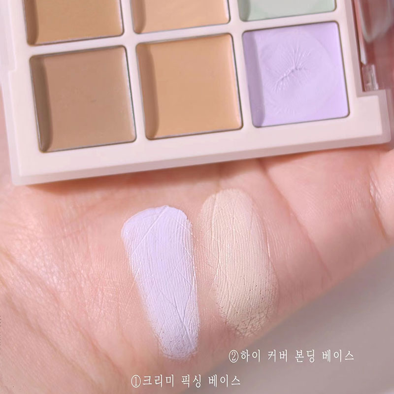 Dorisna 9 Colors Face Concealer Makeup Professional Face Highlighter Concealer Palette Smooth and Moisturizing Texture Cream Contour Makeup