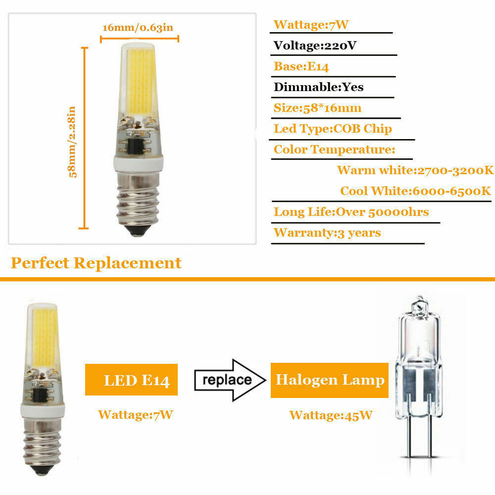 Dimmable G4 G9 LED Lamp Bulb AC/DC 12V E14 220V 7W COB SMD LED Lighting Lights Replace 50W Halogen Spotlight Chandelier Lampada