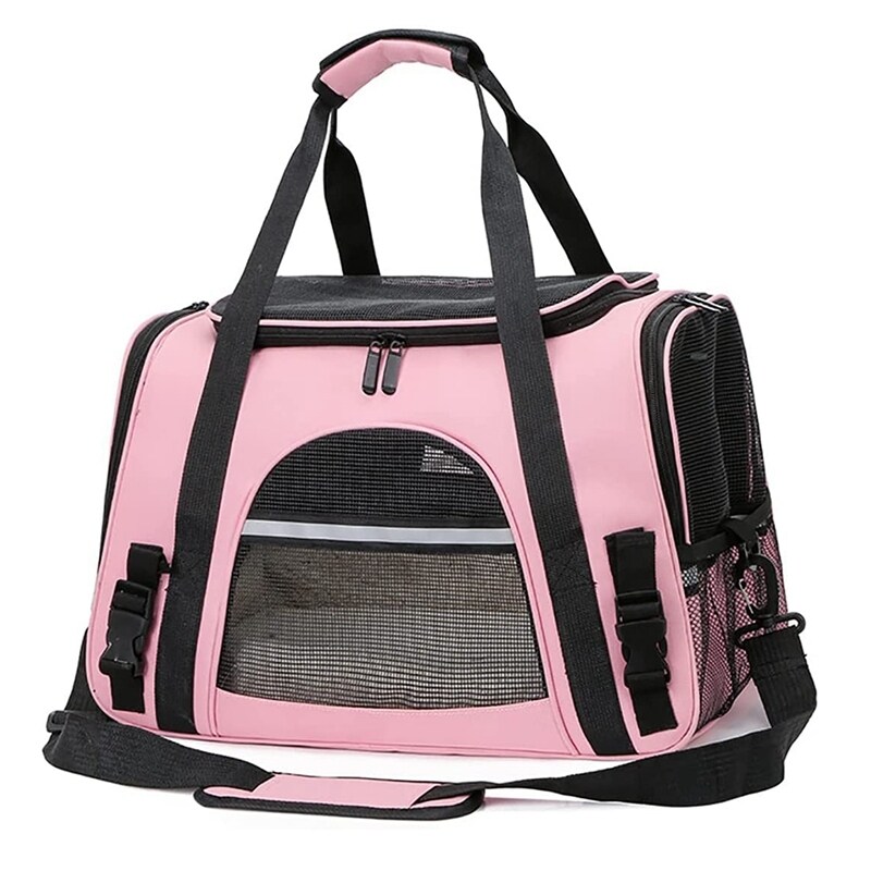 Soft Pet Carrier Bag, Cat Dog Rabbit Carrier Portable Transport Bag ,Foldable Pet Handbag with Mesh Side Shoulder Strap