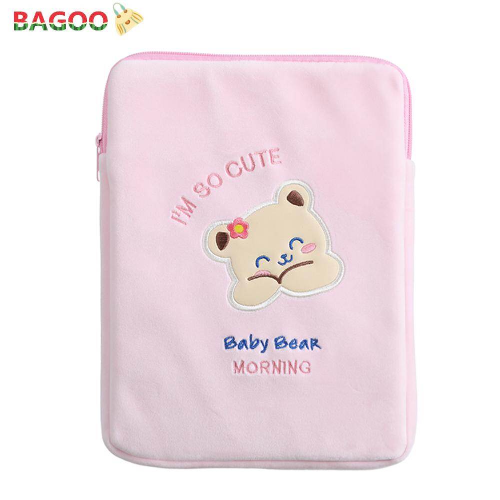 BAGOO 10.5/11 inch Laptop Bag INS Korean Cute Cartoon Bear Tablet Sleeve Pouch Women Student Travel Portable Zipper Case for iPad Protective Cover