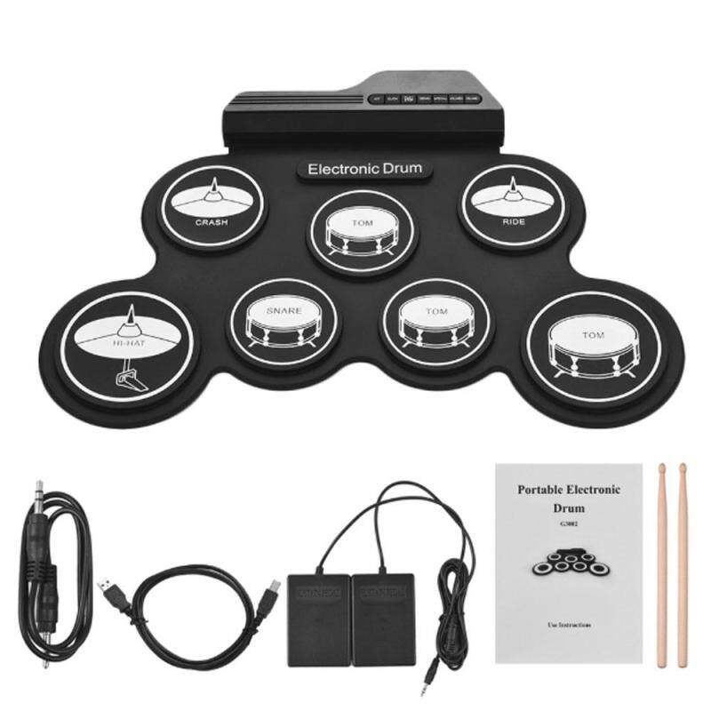 Kích Thước nhỏ gọn USB Cuộn Lên Silicon Bộ Trống Điện Tử Kỹ Thuật Số Bộ Trống 7 Trống Miếng Lót với Dùi Trống Chân dành cho Người Mới Bắt Đầu