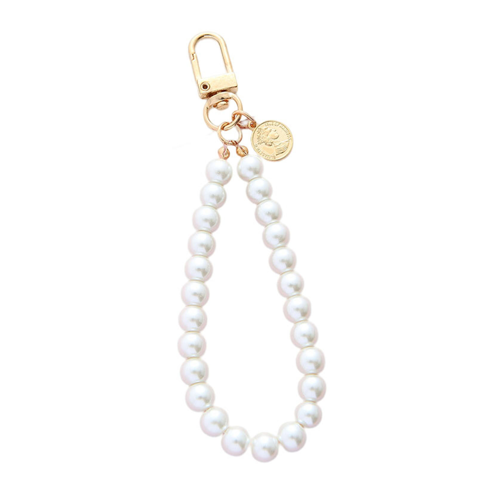 Mobile Phone Chain Faux Pearls Lollipop Letter Decoration Vintage Anti-Lost Key Ring Holder Phone Accessories Mobile Phone Chain