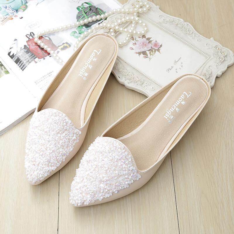 rhinestone flat mules