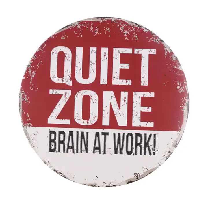 Metal Tin Sign round quiet zone decor Bar Pub Retro Poster 30cm diameter