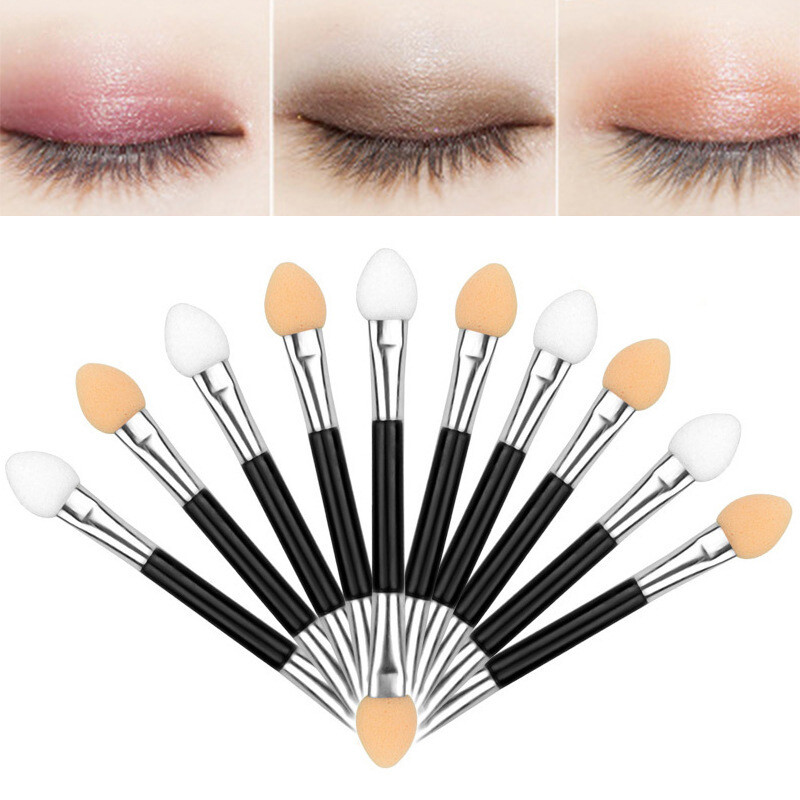 BEAUTYBIGBANG 10 Eyeshadow Brushes Disposable Double Sponge Tip Makeup Brush Makeup Tool