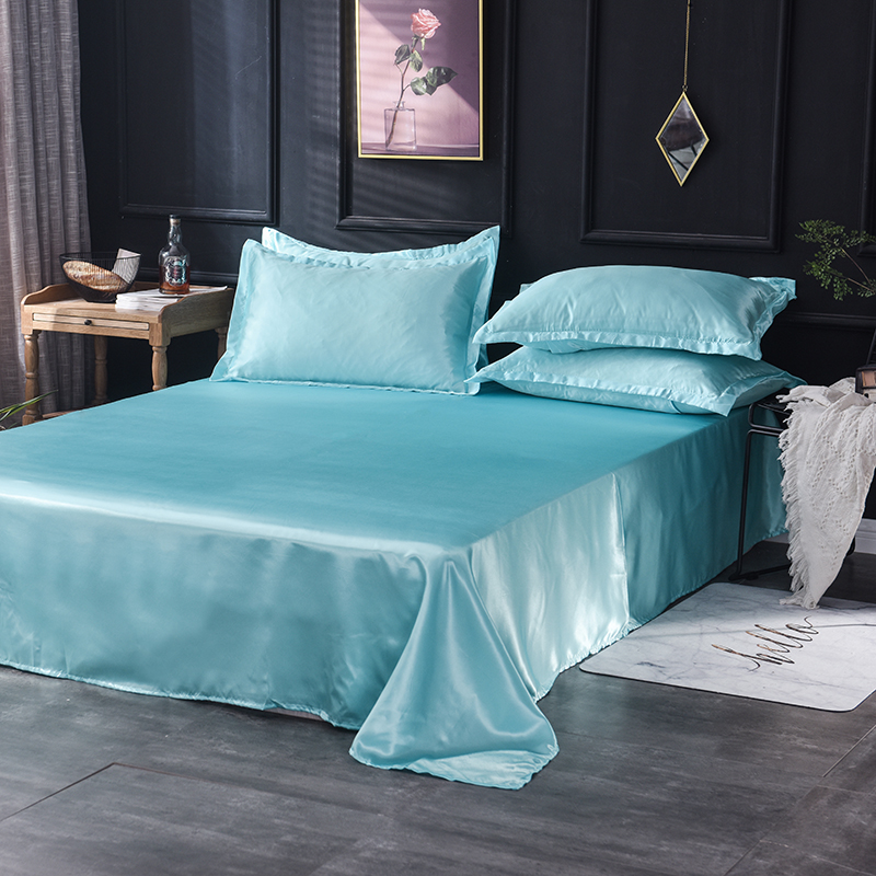 New Band Bed Sheet Green Red Solid Color Smooth Top Sheets for Home 2 Size Bed Linen Satin Bed Sheet Sets Mattress Cover Pad