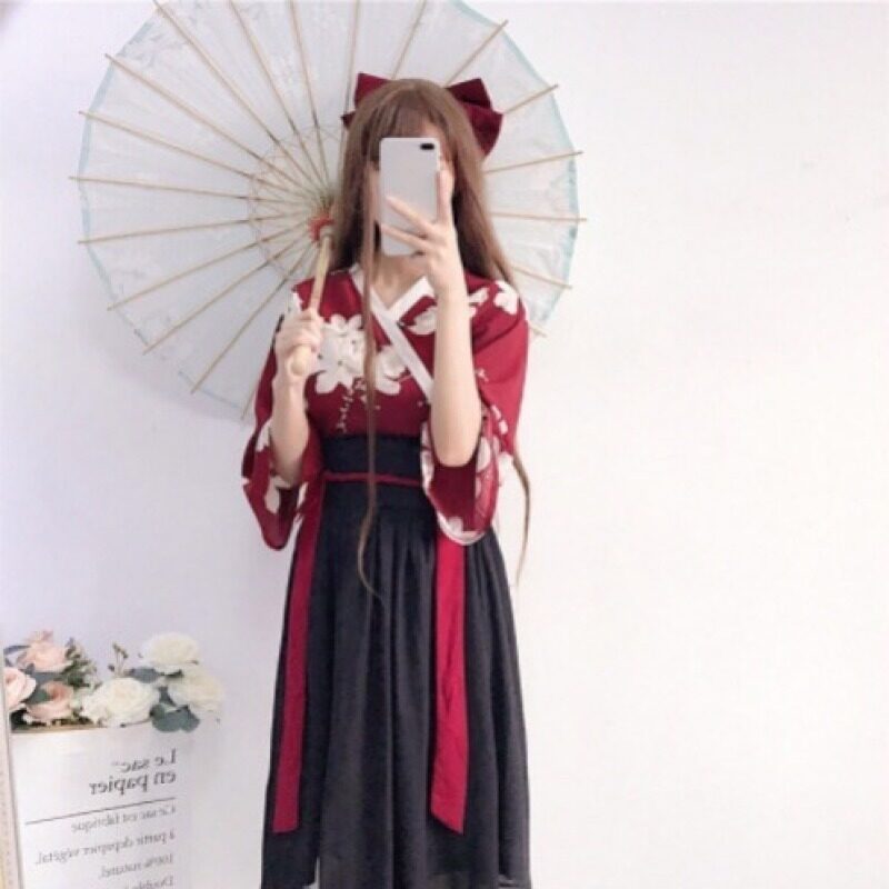 Nơi bán Girl Store Spring and Summer 2019 New Girls Huajianyao Ancient Hanfu Han Element Improved Cross Collar Chinese Style Skirt Suit