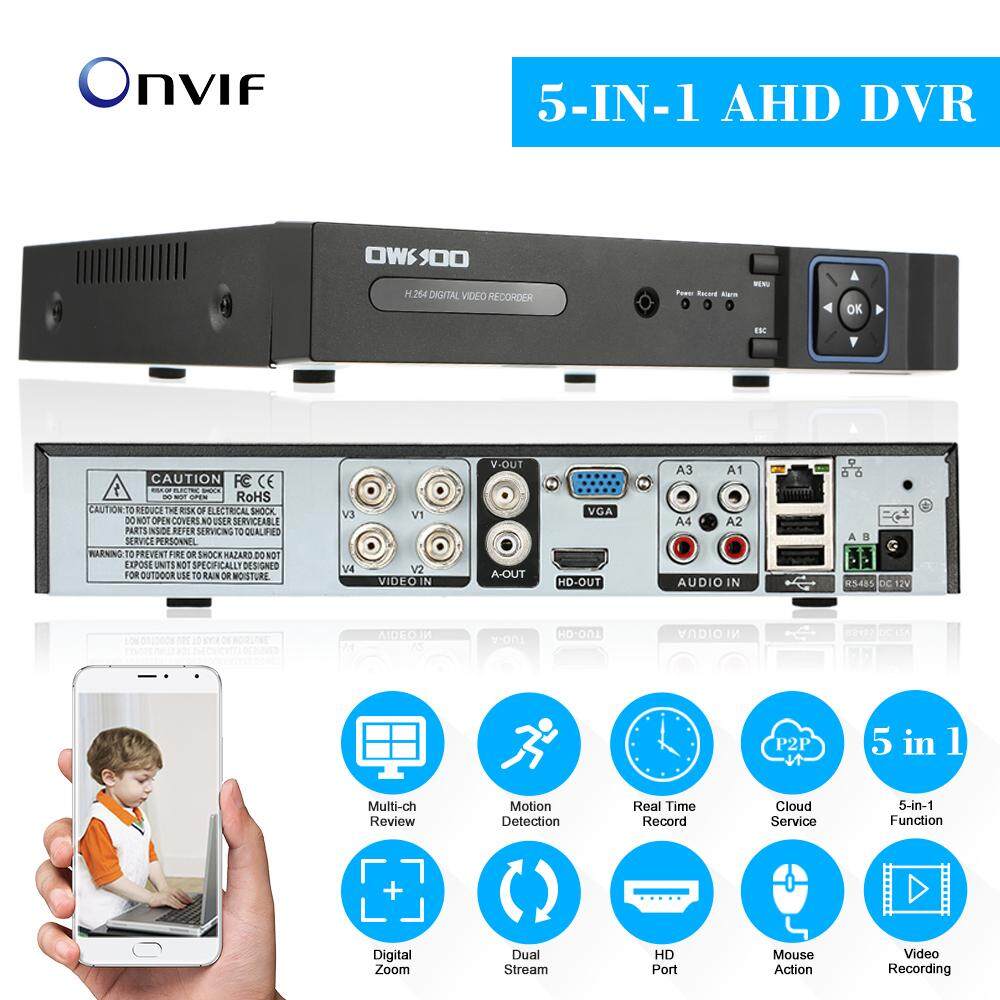 OWSOO XVR 4CH ช่อง 1080P ไฮบริด NVR เอเฮชดีทีวีไอ CVI DVR 5in1