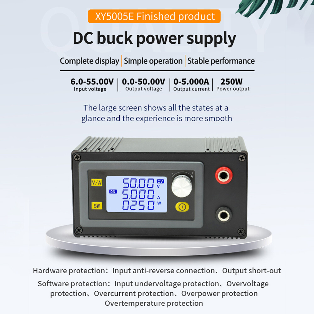 Diymore CNC Adjustable DC Stabilized Voltage Power Supply, Constant Voltage and Current Maintenance, Step-down Module Input Voltage 6-55V, Current 0.000-8.100A, Power 250W XY5005E XY5008E