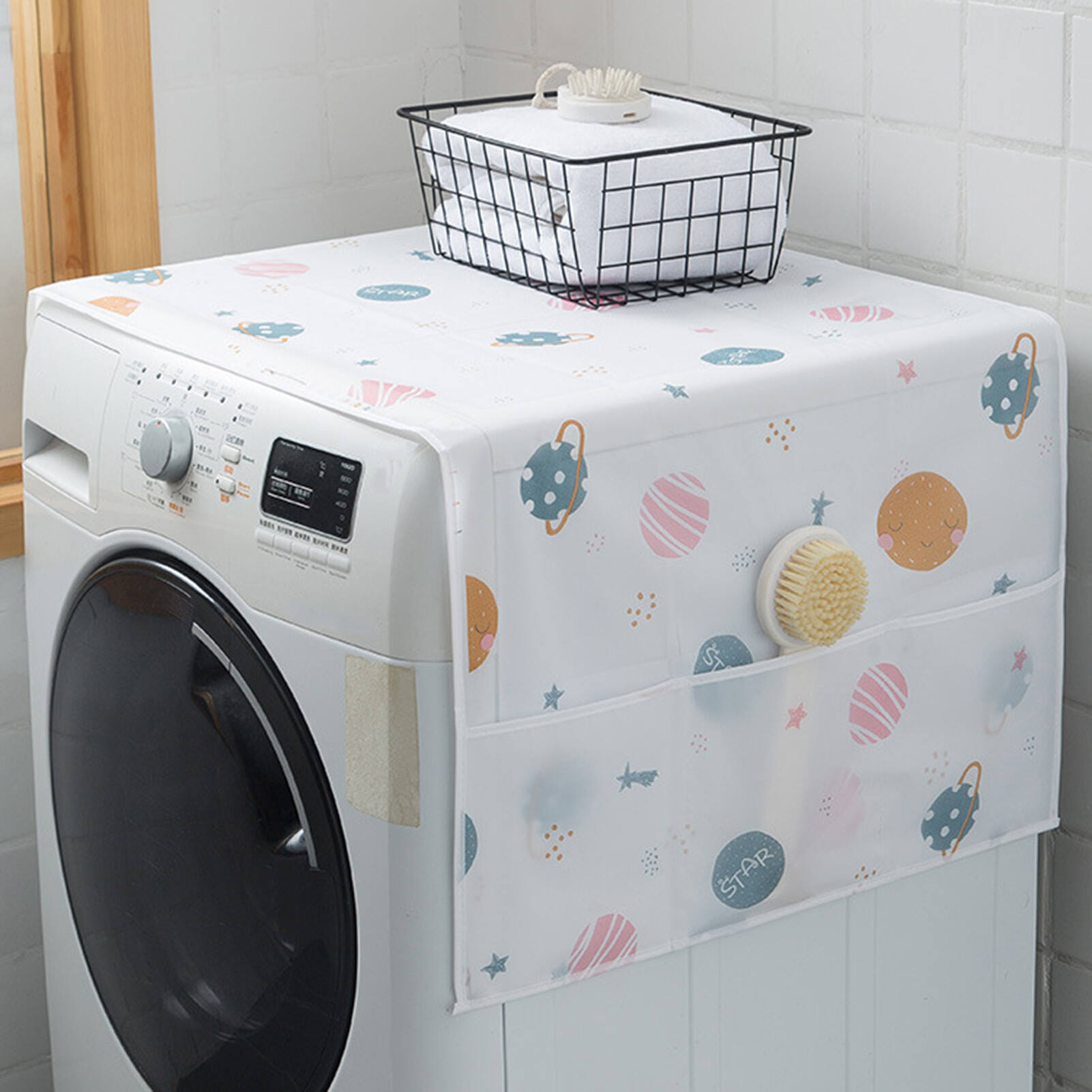 POCO Creative Refrigerator Dust Cover High Density Waterproof Fine Workmanship Feather Printing Fridge Dust Cover for Fridge Refrigerator Top Cover