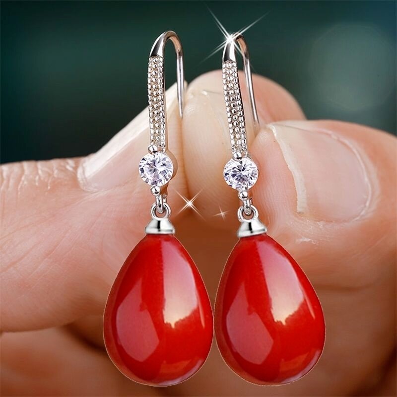 Red and silver on sale earrings