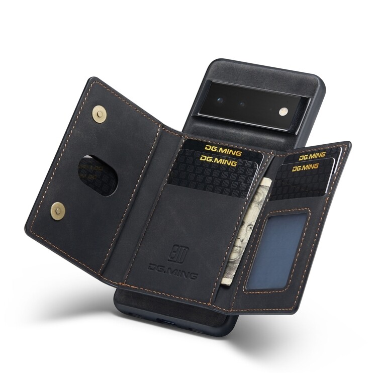 【xPhone Store】 For Google Pixel 6 Pro DG.MING M2 Series 3-Fold Multi Card Bag Back Cover Leather Phone Case