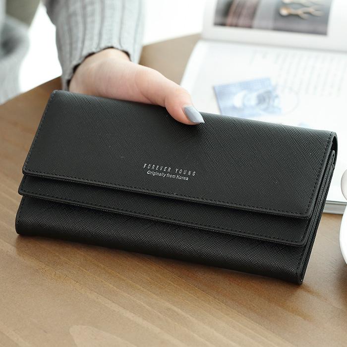 Women Long Wallet Cross Pattern Tri-fold Large-capacity Multi-Card Slots Multi-function Fashion Wallet Clutch