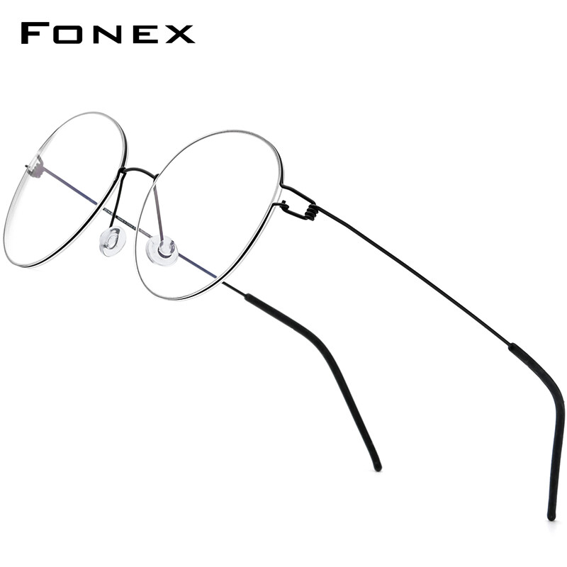 FONEX Screwless Eyewear Eyeglasses Frame Women Round Optical Aesthetic Glasses Frame Men Ultralight Titanium Alloy 98634