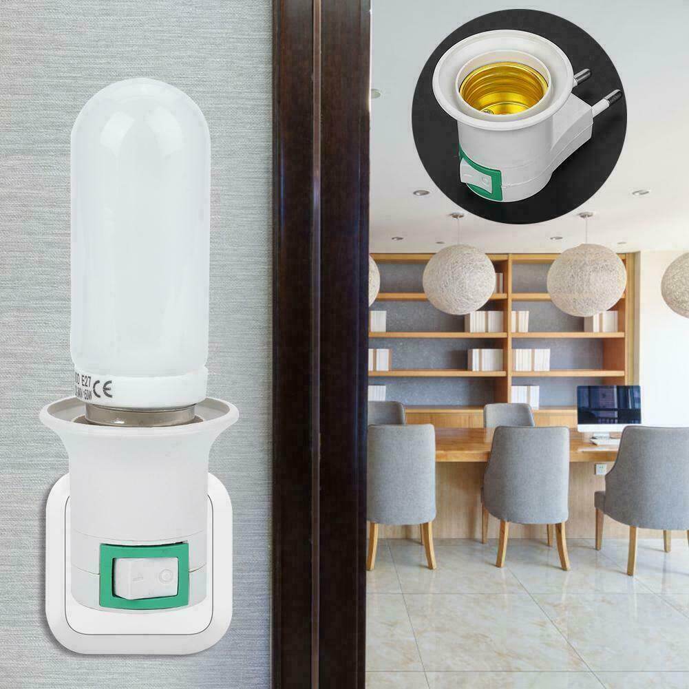 5x e27 light bulb socket holder plug-in adaptor screw base lamp wall us eu plug
