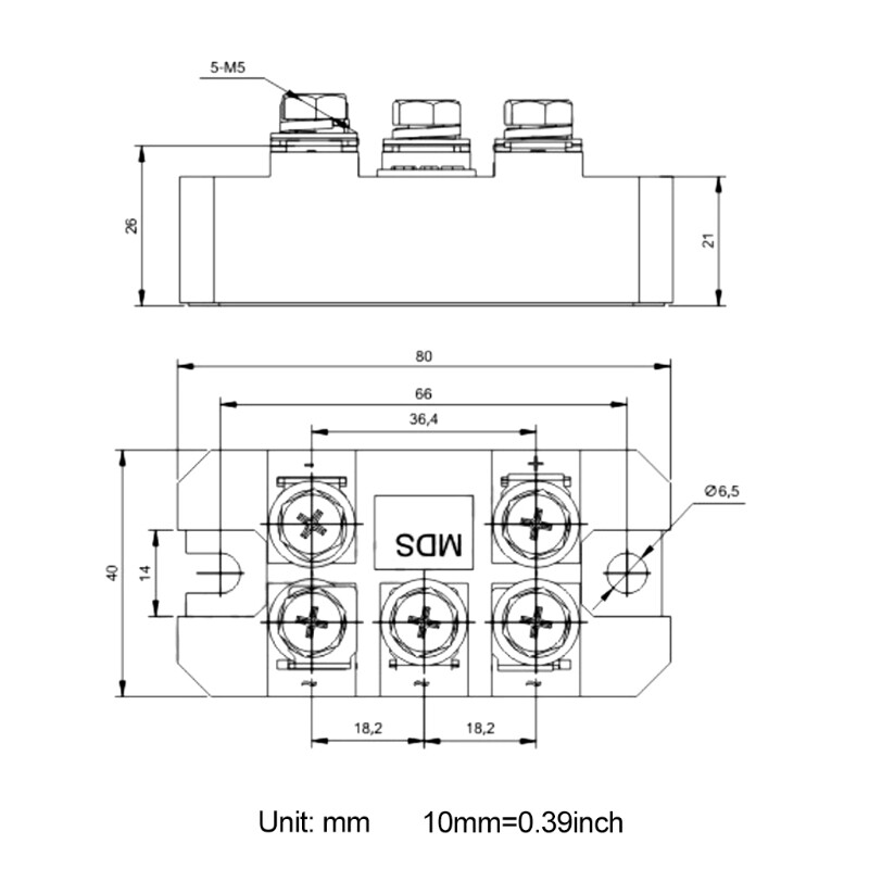 MDS100-16 Bridge Rectifier 100A 1600V 3-Phase Diode Bridge Rectifier Copper Bottom Plate Rectification Module