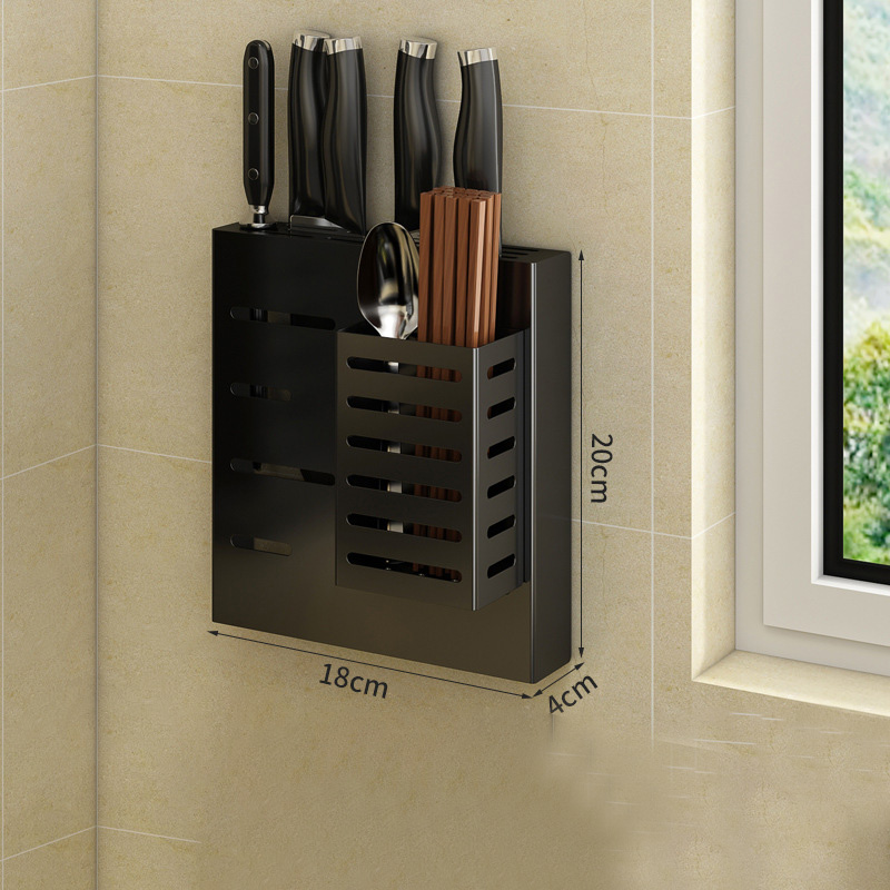 XMDS Chopsticks basket rack wall-mounted punching-free stainless steel household drain chopsticks barrel tool holder kitchen storage chopsticks cage