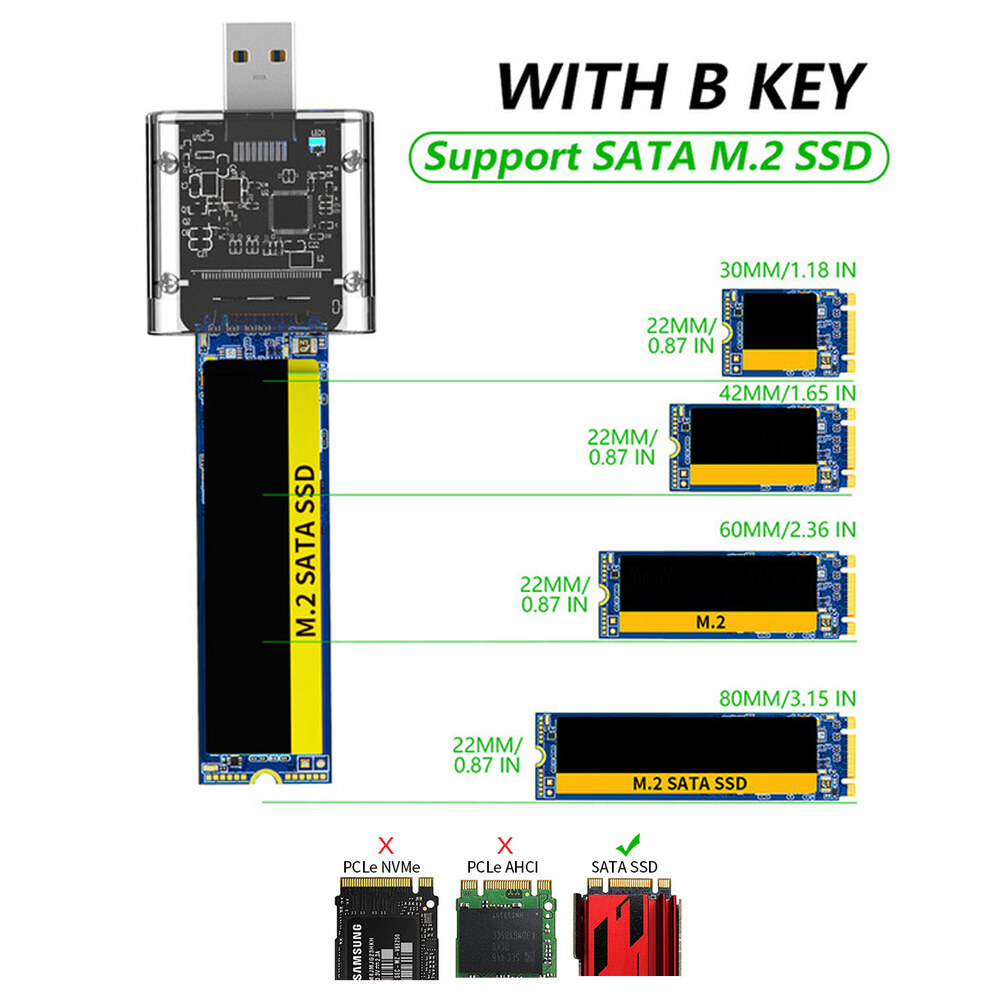 KKmoon USB3.0 Gen1 SATA Solid State Drive Case SSD Enclosure M.2 NGFF Portable Hard Disk Case Support SATA B-KEY M.2 SSD