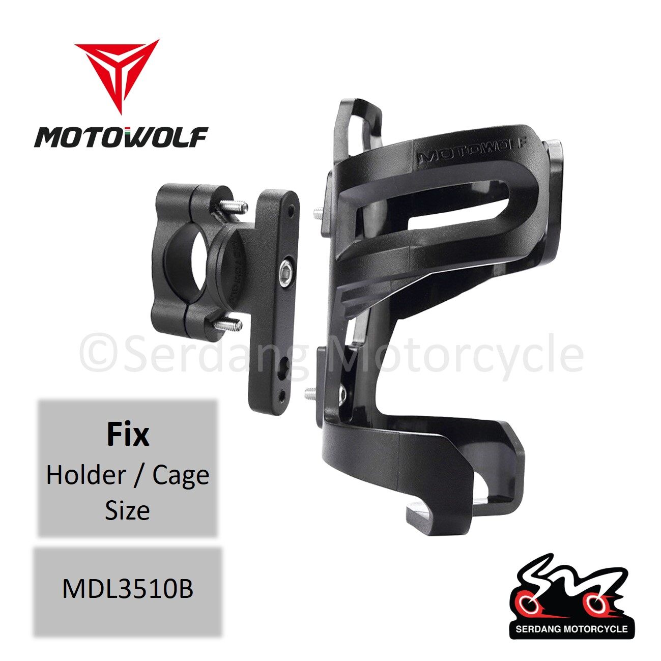 MOTOWOLF Bottle Holder Motorcycle Bicycle Pemegang Botol Crash Bar