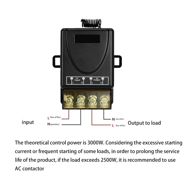 433MHz 220V Water Pump Remote Control Switch 1Ch 30A Receiver Module ON/OFF Wireless RF Transmitter for Light LED
