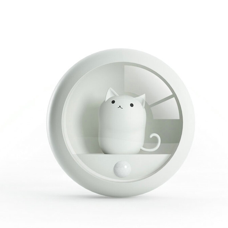 ✪【mouhp】【Ready stock】Creative Cat Smart LED Night Light PIR Motion Sensor USB Rechargeable Bedside Lamp for Room Hallway Pathway Toilet Decor