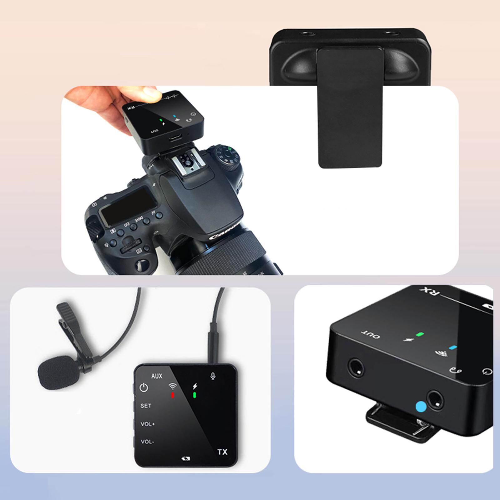 Blesiya Wireless Lavalier Microphone 50M Range with Transmitter and Receiver Lapel Clip Mic Wireless Lapel Mic for Phones Smartphones Camera Tablets